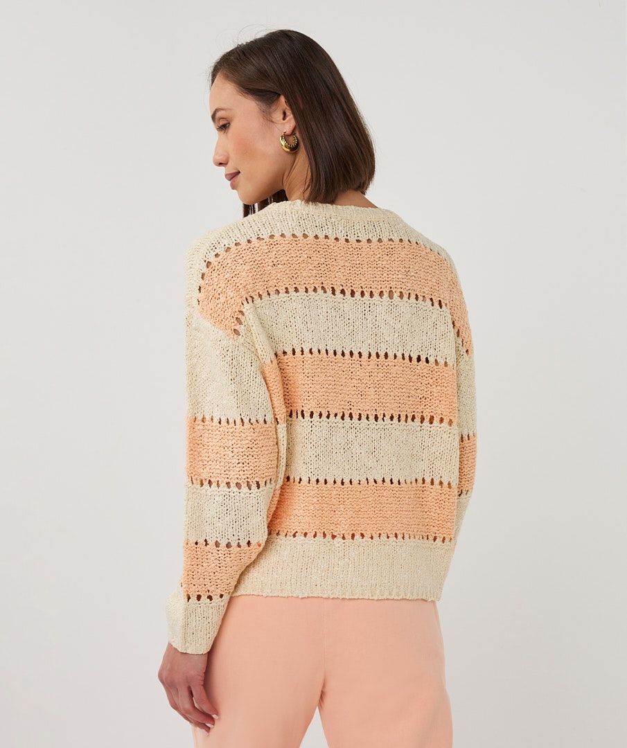 Soft Stripe Pointelle Knit Sweater