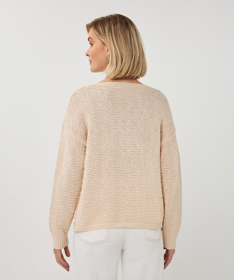 Textured V-Neck Knit Sweater