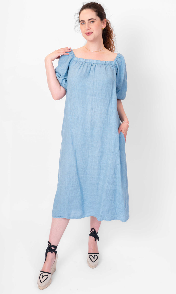 Convertible Linen Midi Dress
