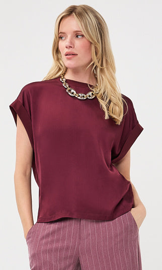 Satin Cap Sleeve Top