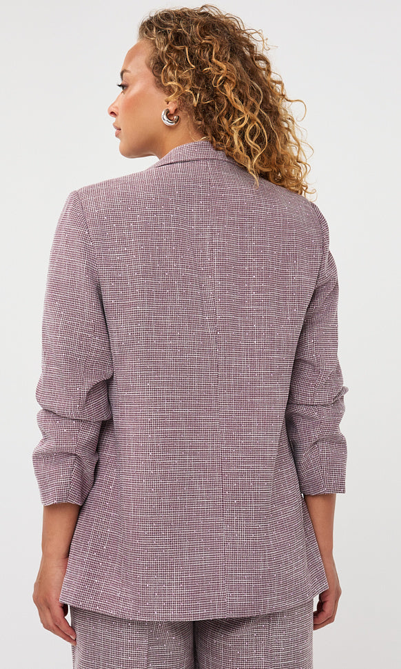 Checked Rhinestone Blazer