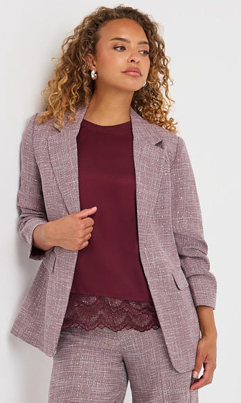 Checked Rhinestone Blazer