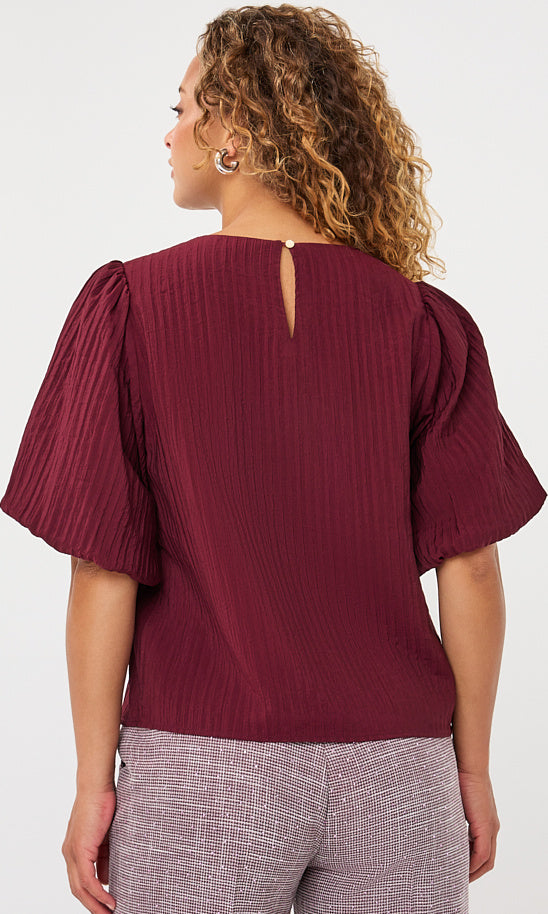 Textured Puff Sleeve Blouse