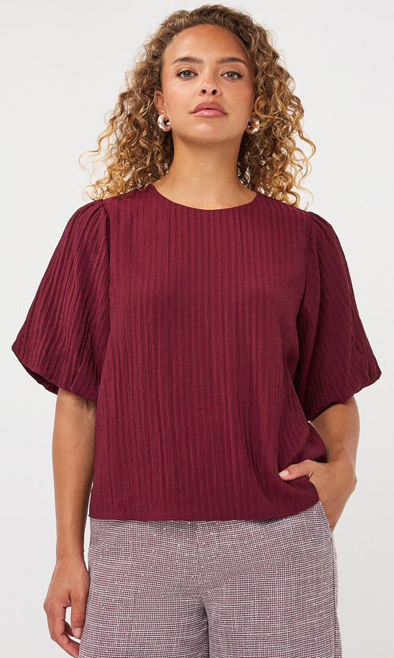 Textured Puff Sleeve Blouse