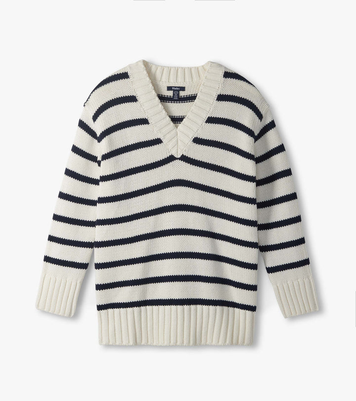 Cotton-Cashmere Striped V-Neck Sweater