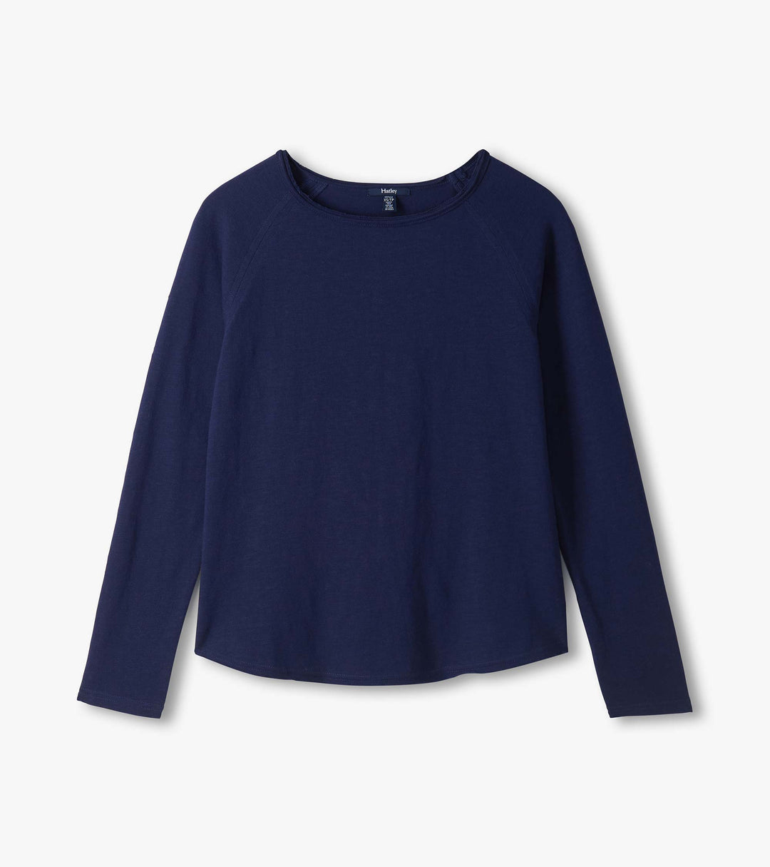 Curved-Hem Cotton Long-Sleeve Top