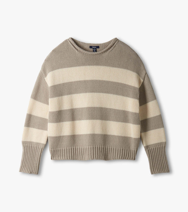 Wide-Stripe Cotton Crewneck Sweater