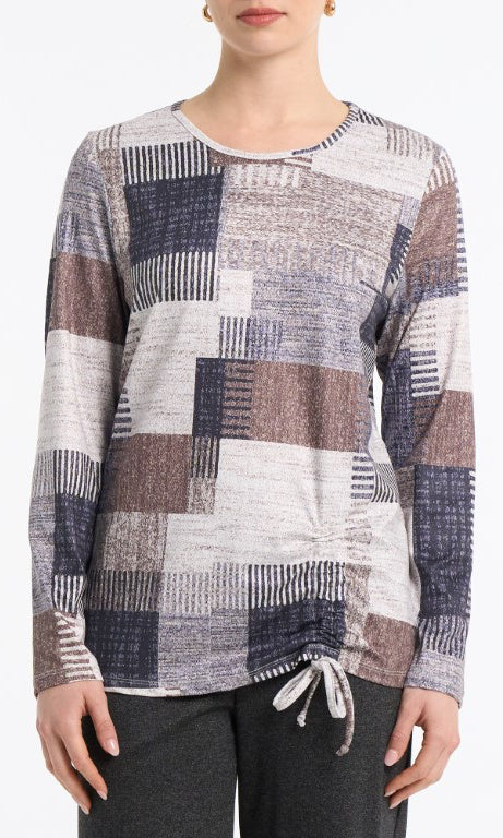 Abstract Print Ruched Hem Top