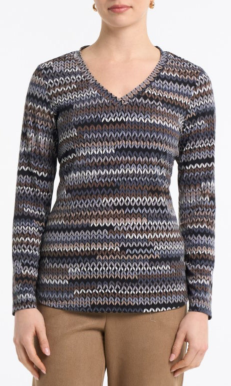 Chevron Print V-Neck Top