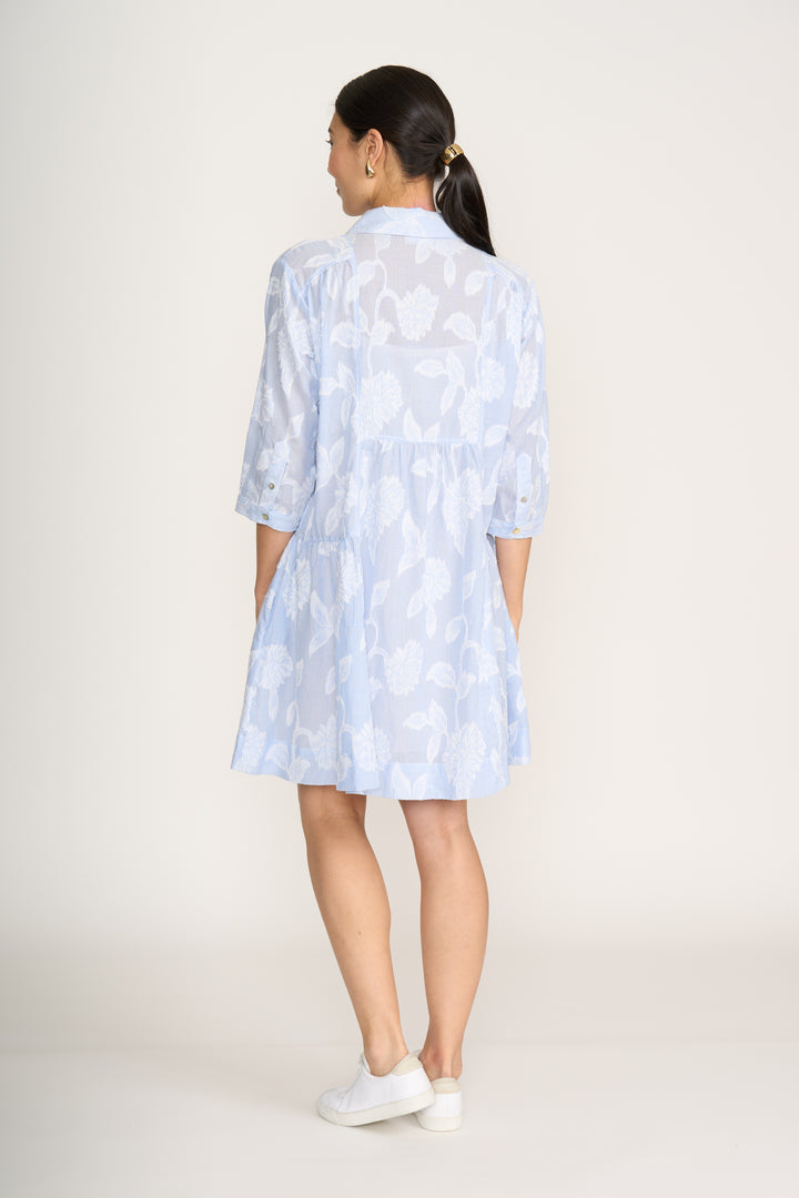 Floral Stripe Cotton Shirt Dress