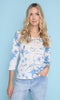 Star Print V-Neck Three-Quarter Sleeve Top