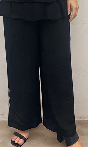 Button Detail Wide Leg Crop Pant