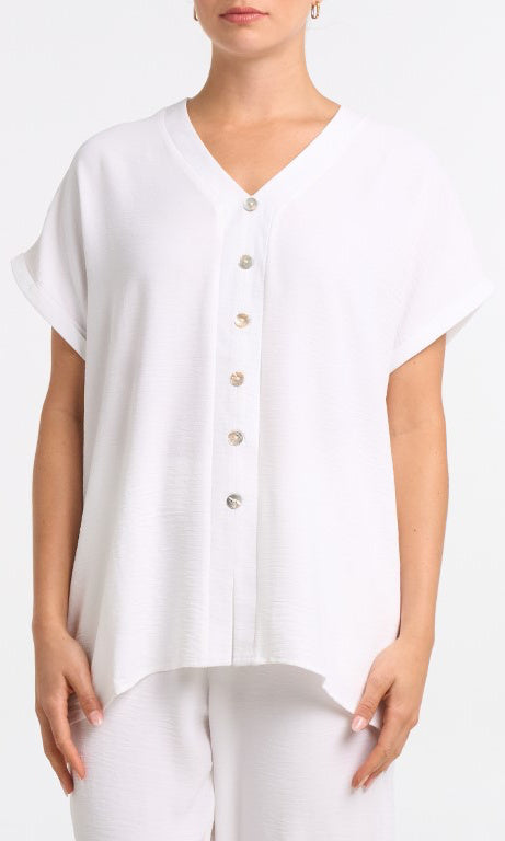 Button Detail V-Neck Top