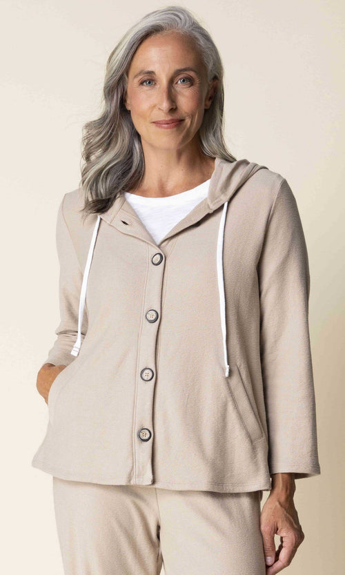 Soft Knit Hooded Lounge Jacket