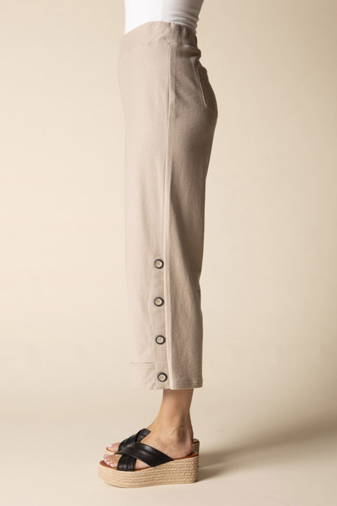 Button Detail Cropped Lounge Pant