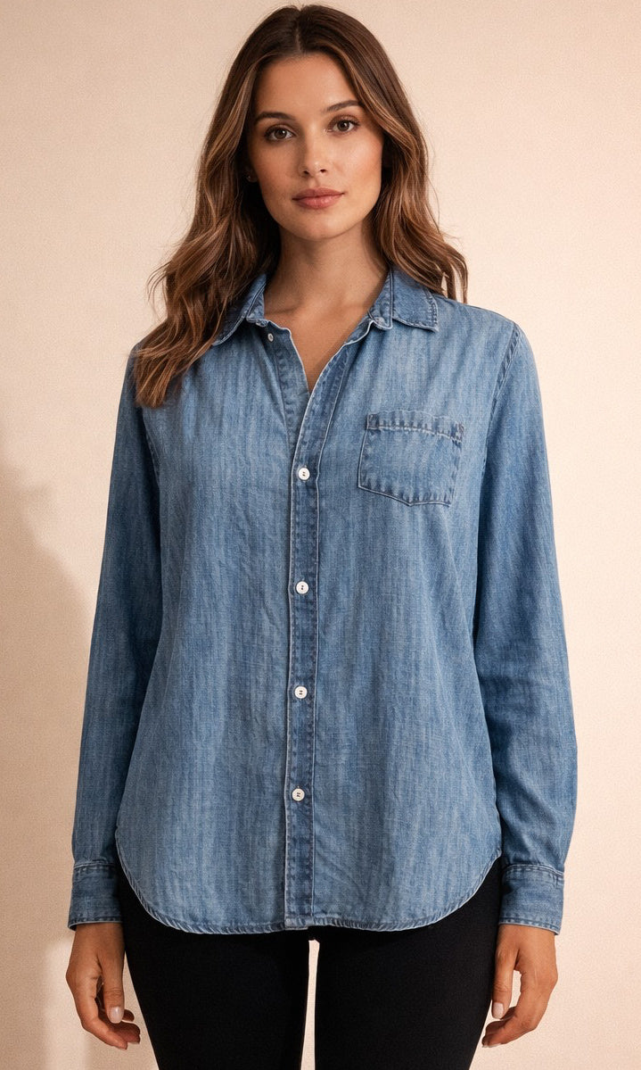 Ornamental Embroidered Chambray Shirt