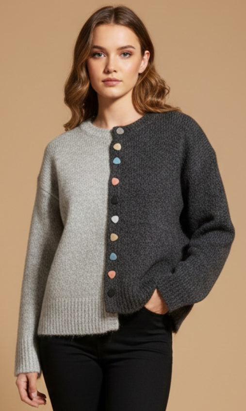 Contrast Button Cardigan