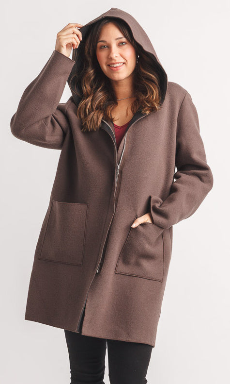 Longline Hooded Zip-Up Jacket