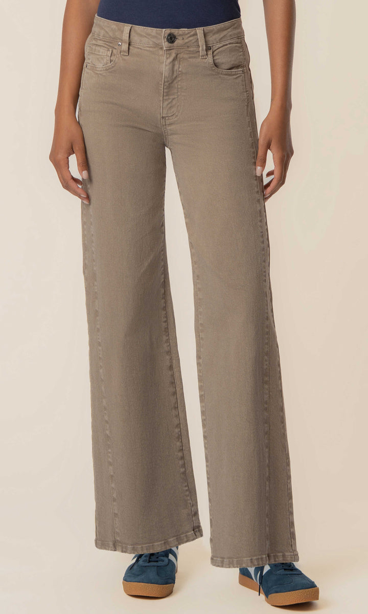 High Rise Side Seam Wide Leg Jeans