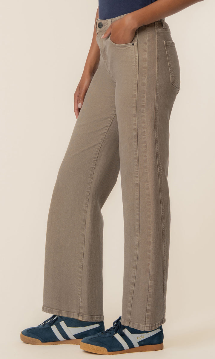 High Rise Side Seam Wide Leg Jeans
