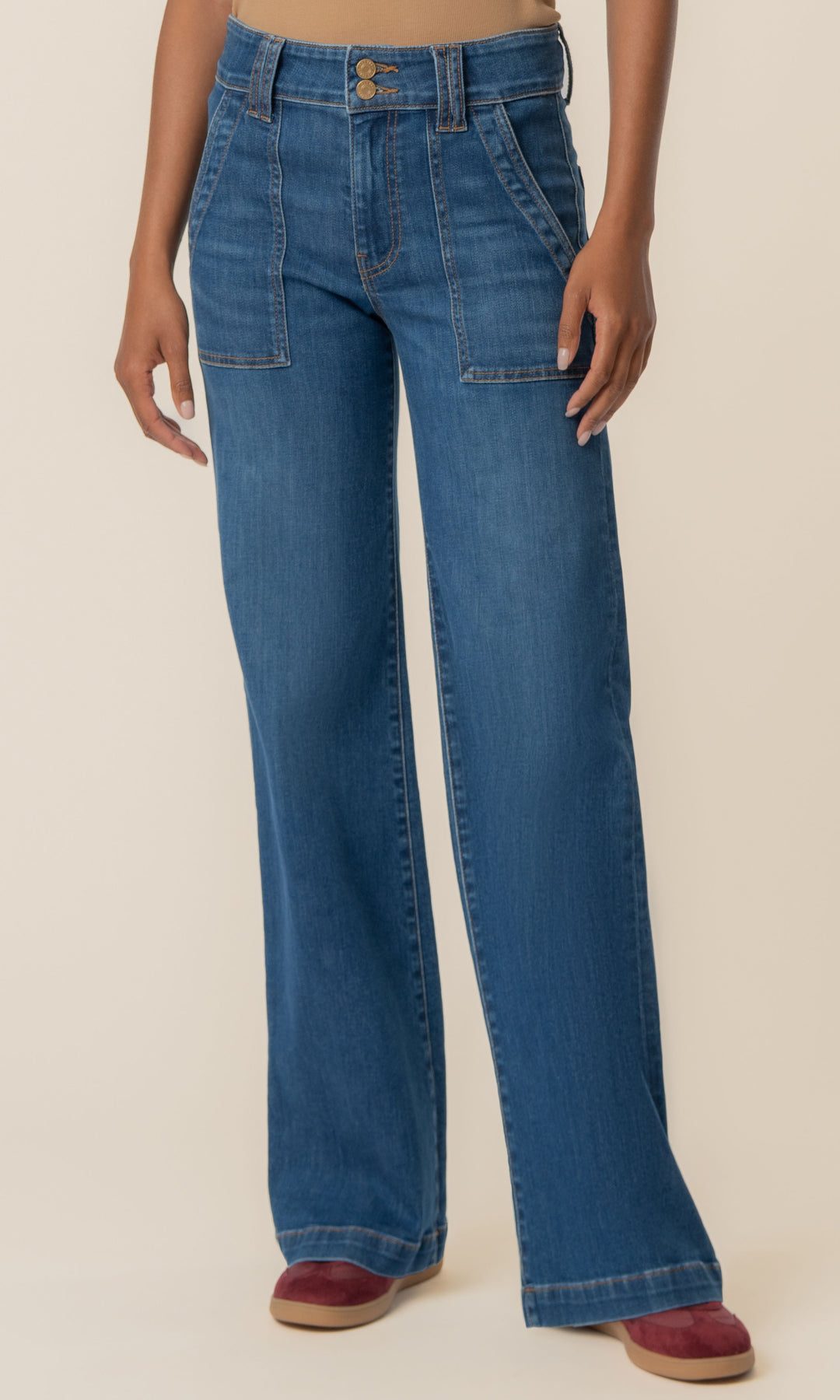 Patch Pocket Straight Leg Jeans