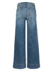 Blue wide-leg jeans on a white background