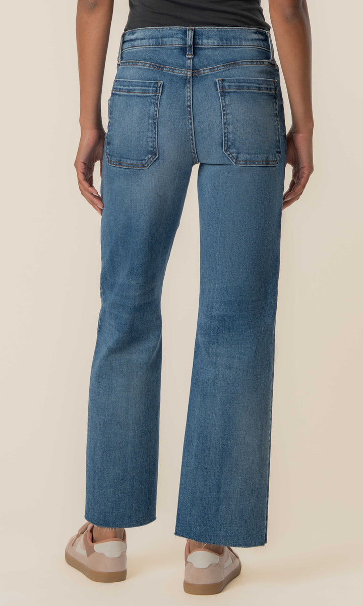 Seam Detail Cropped Straight Leg Jeans