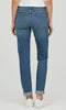 Mid-wash slim straight stretch denim jeans