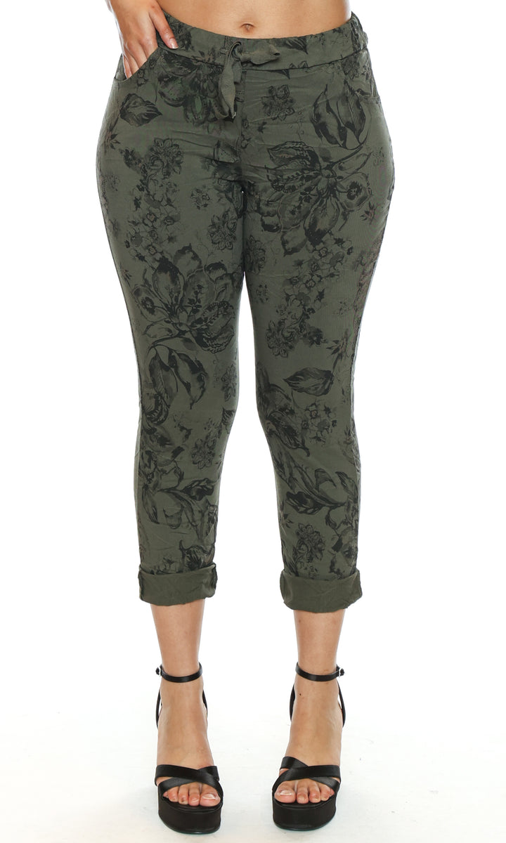 Floral Print Cropped Pants