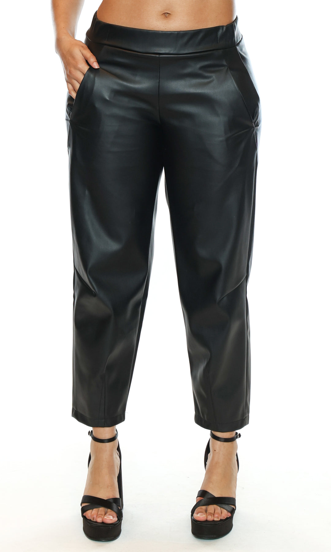 Faux Leather Pull-On Pants