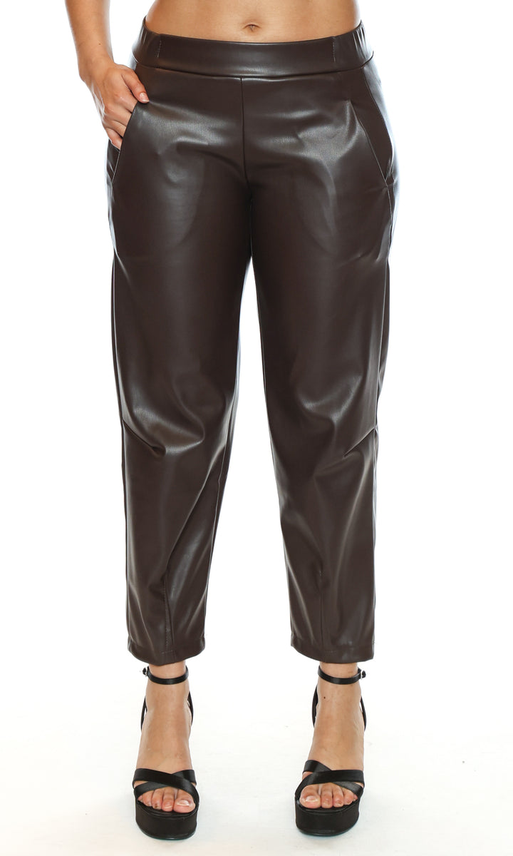 Faux Leather Pull-On Pants