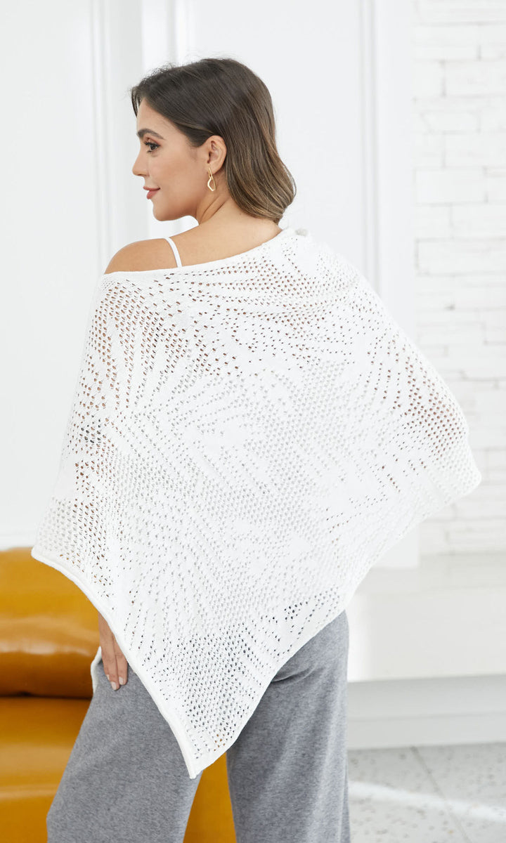 Openwork Knit Poncho Sweater