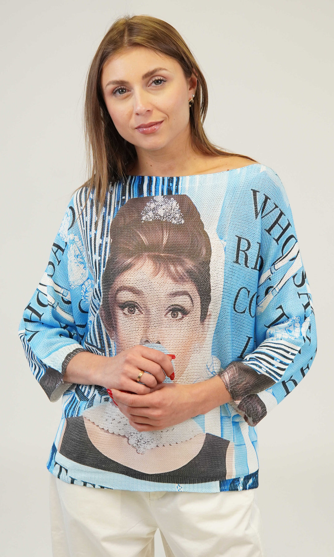 Audrey-Inspired Graphic Knit Top