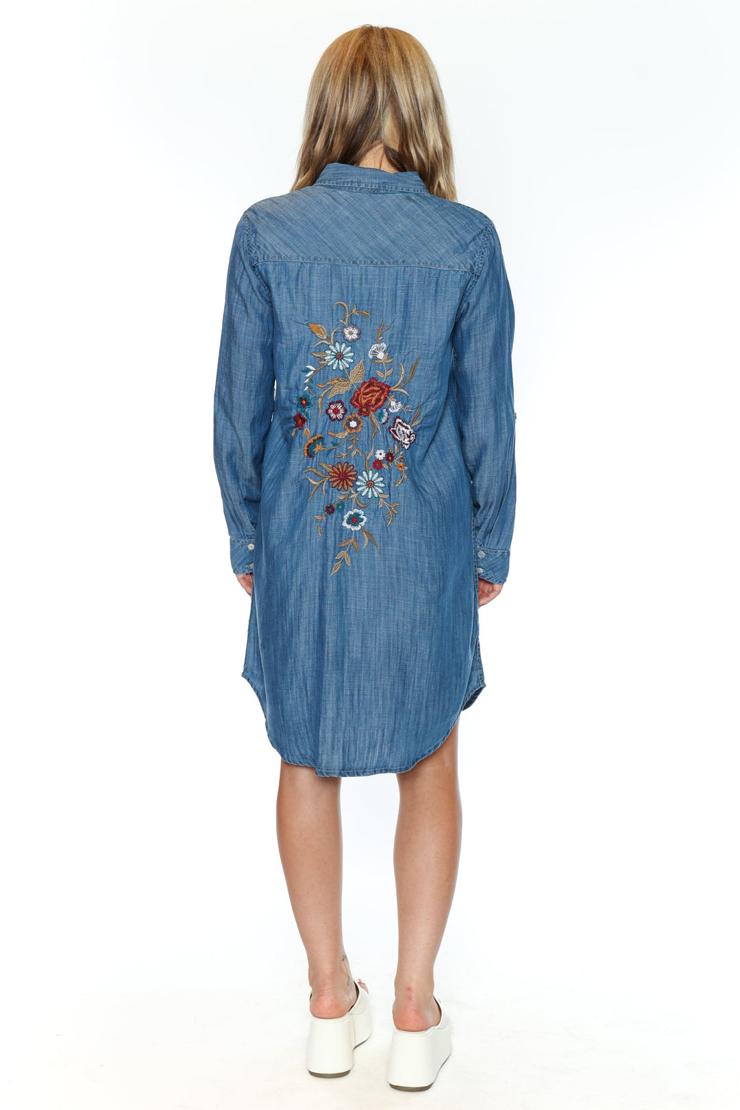 Embroidered Back Lyocell Shirt Dress