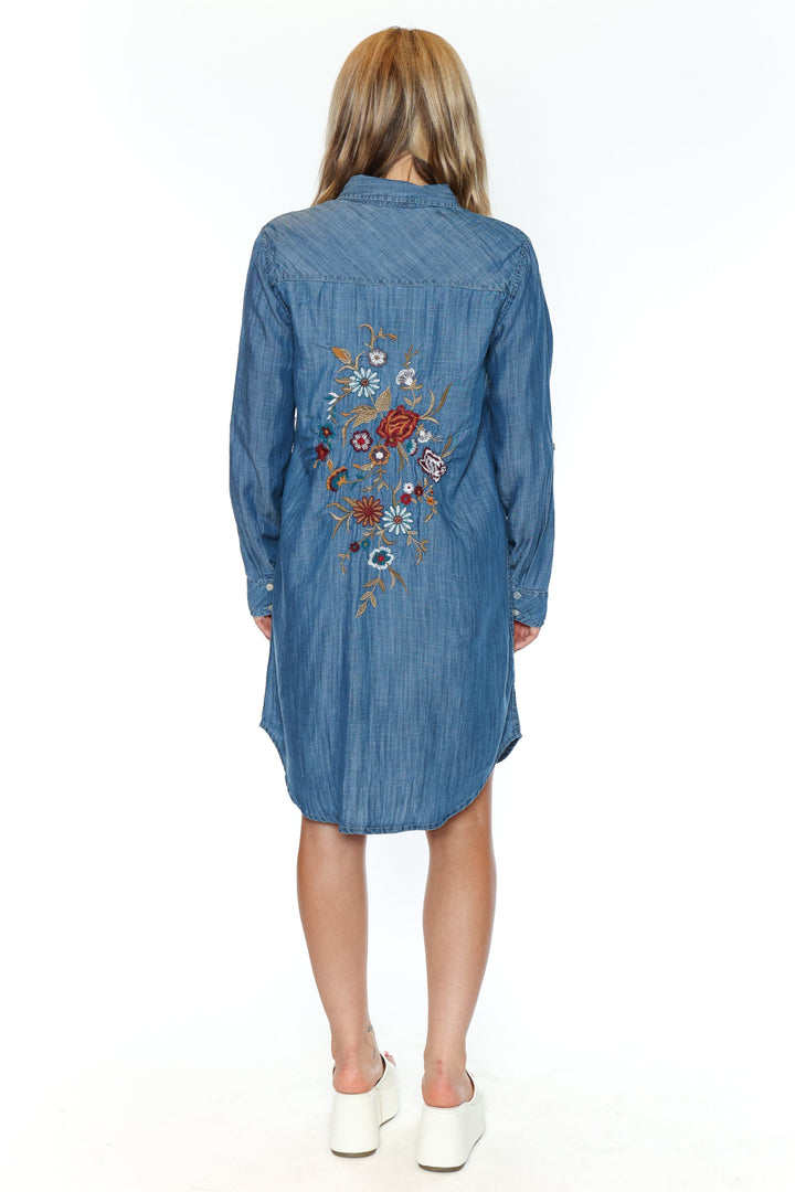 Embroidered Back Lyocell Shirt Dress