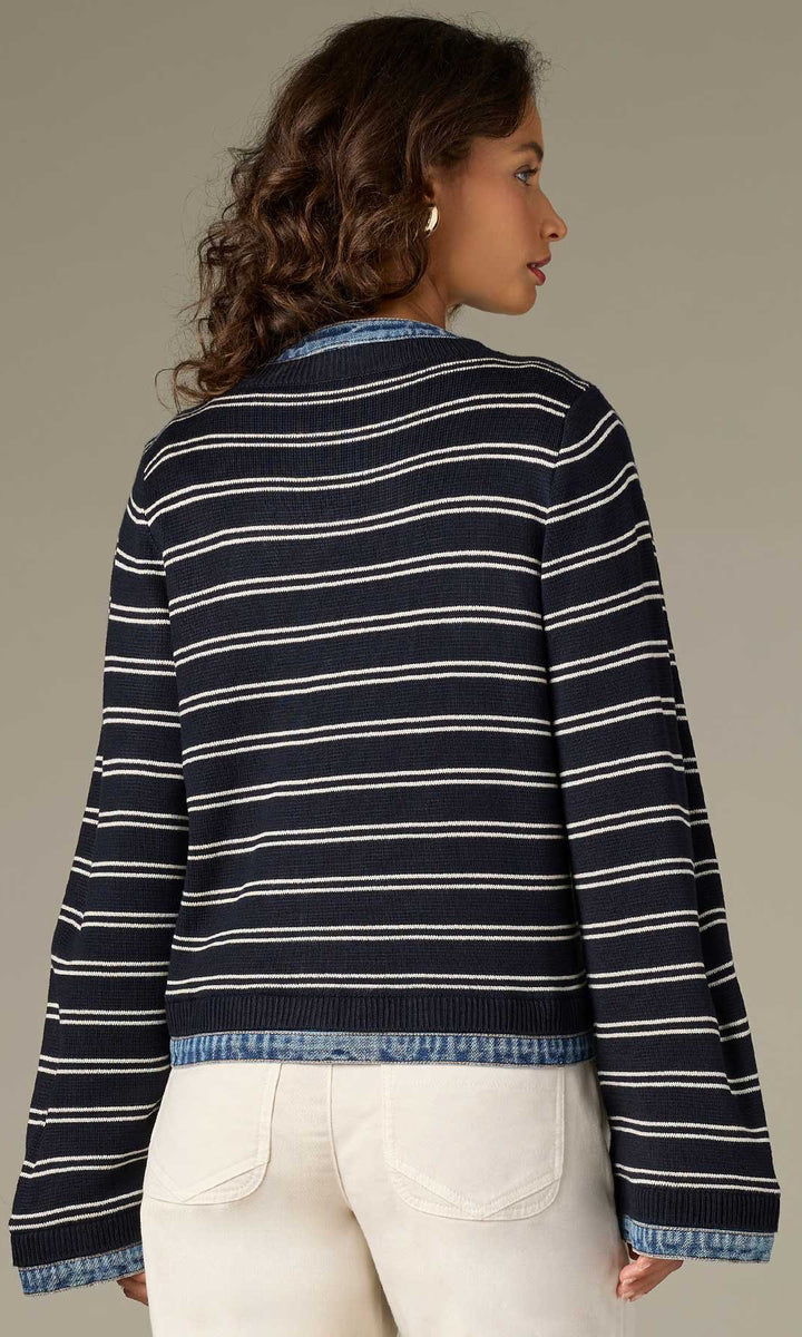 Striped Knit & Denim Jacket