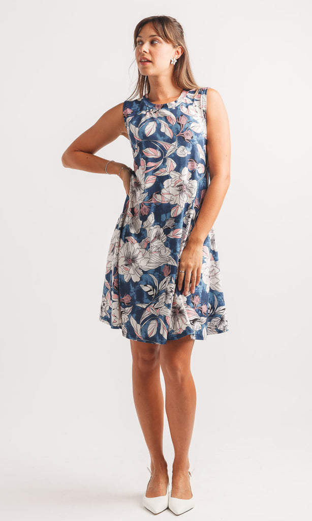 Sleeveless Floral A-Line Dress