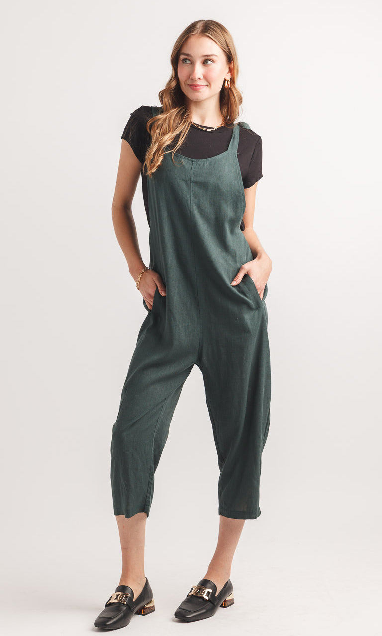 Relaxed Cropped Linen-Blend Jumpsuit