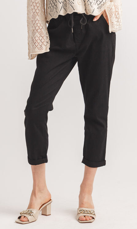Relaxed Drawstring Ankle Pants