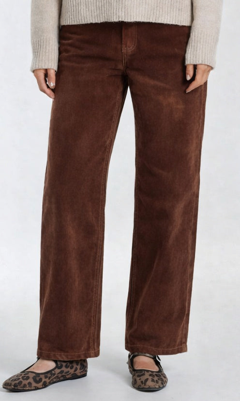 Stretch Corduroy Wide-Leg Pants