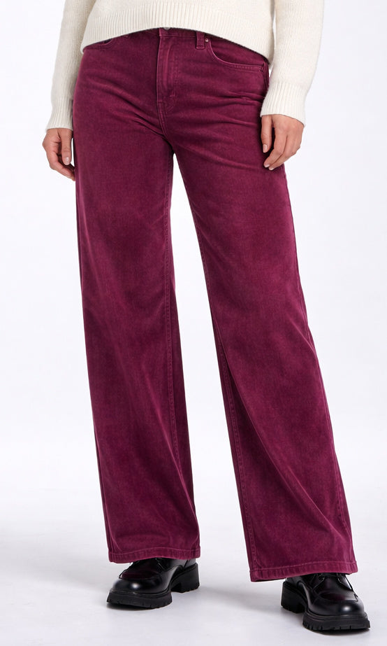 Stretch Corduroy Wide-Leg Pants