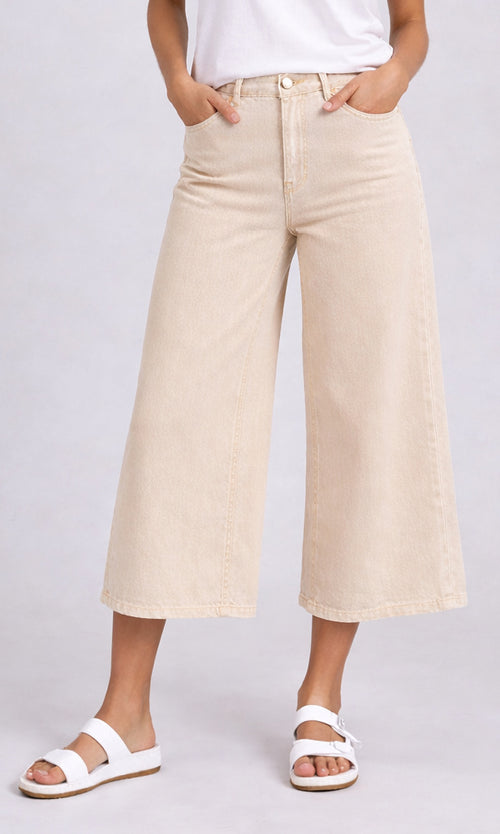 Cropped Wide Leg Pull-On Denim