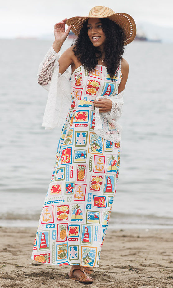 Postcard Print Maxi Dress