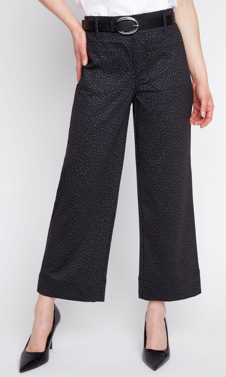 Animal Print Cropped Wide Leg Pant