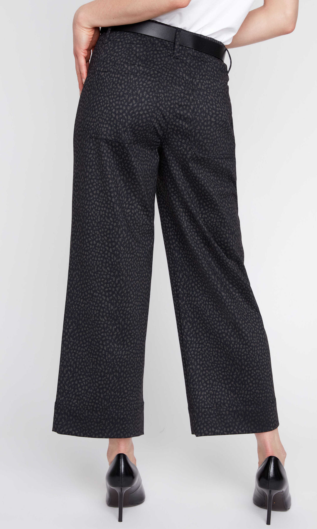 Animal Print Cropped Wide Leg Pant