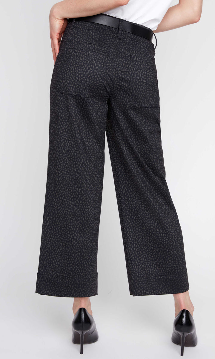 Animal Print Cropped Wide Leg Pant