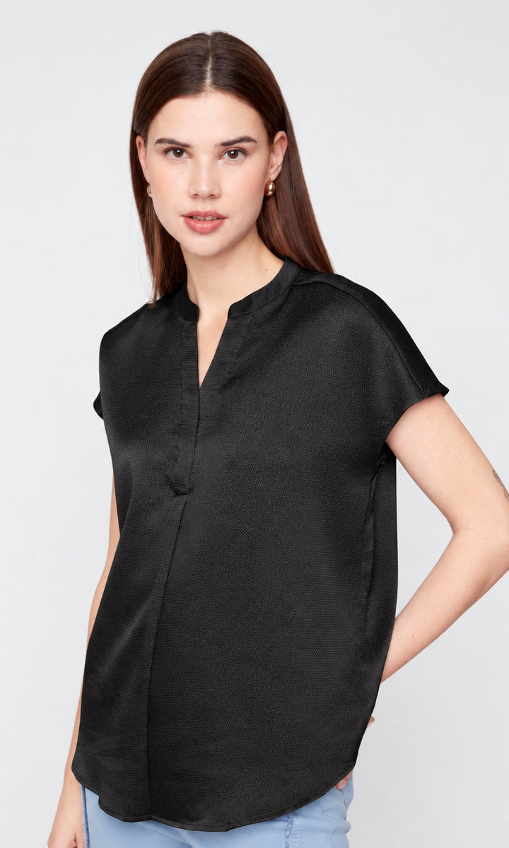 Satin Split Neck Top