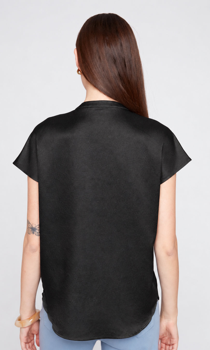 Satin Split Neck Top