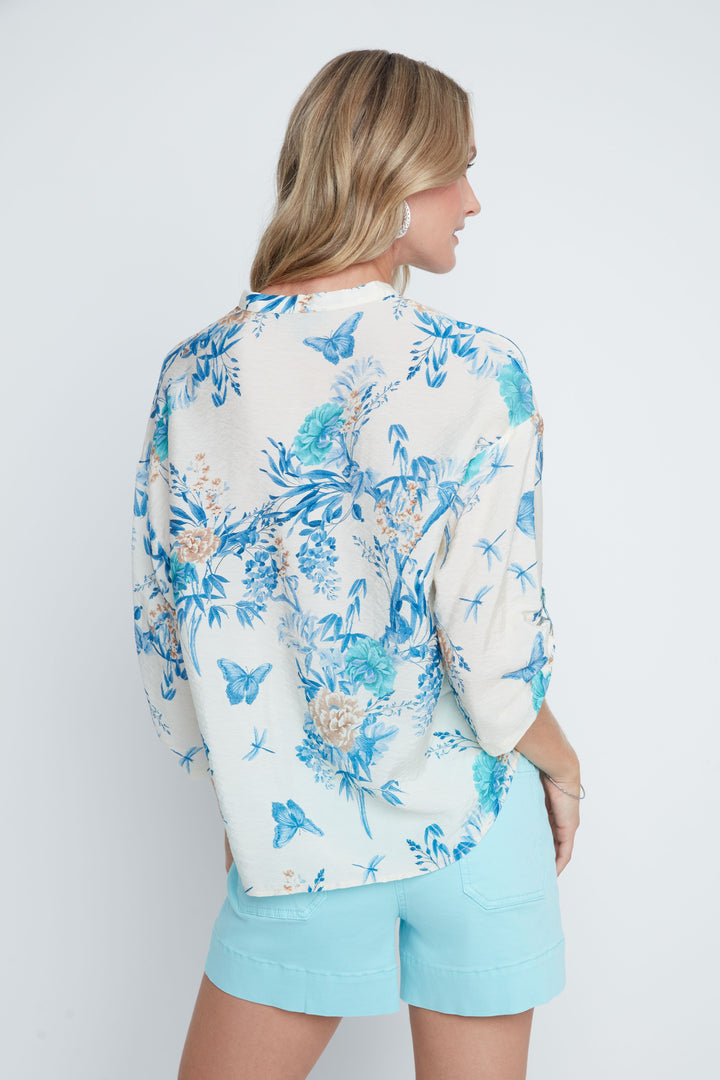 Floral Print Button Front Blouse