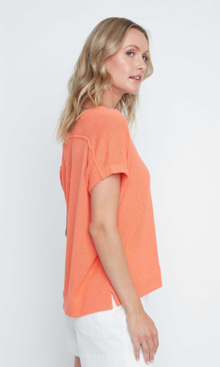Lightweight V-Neck Short Sleeve Knit Top